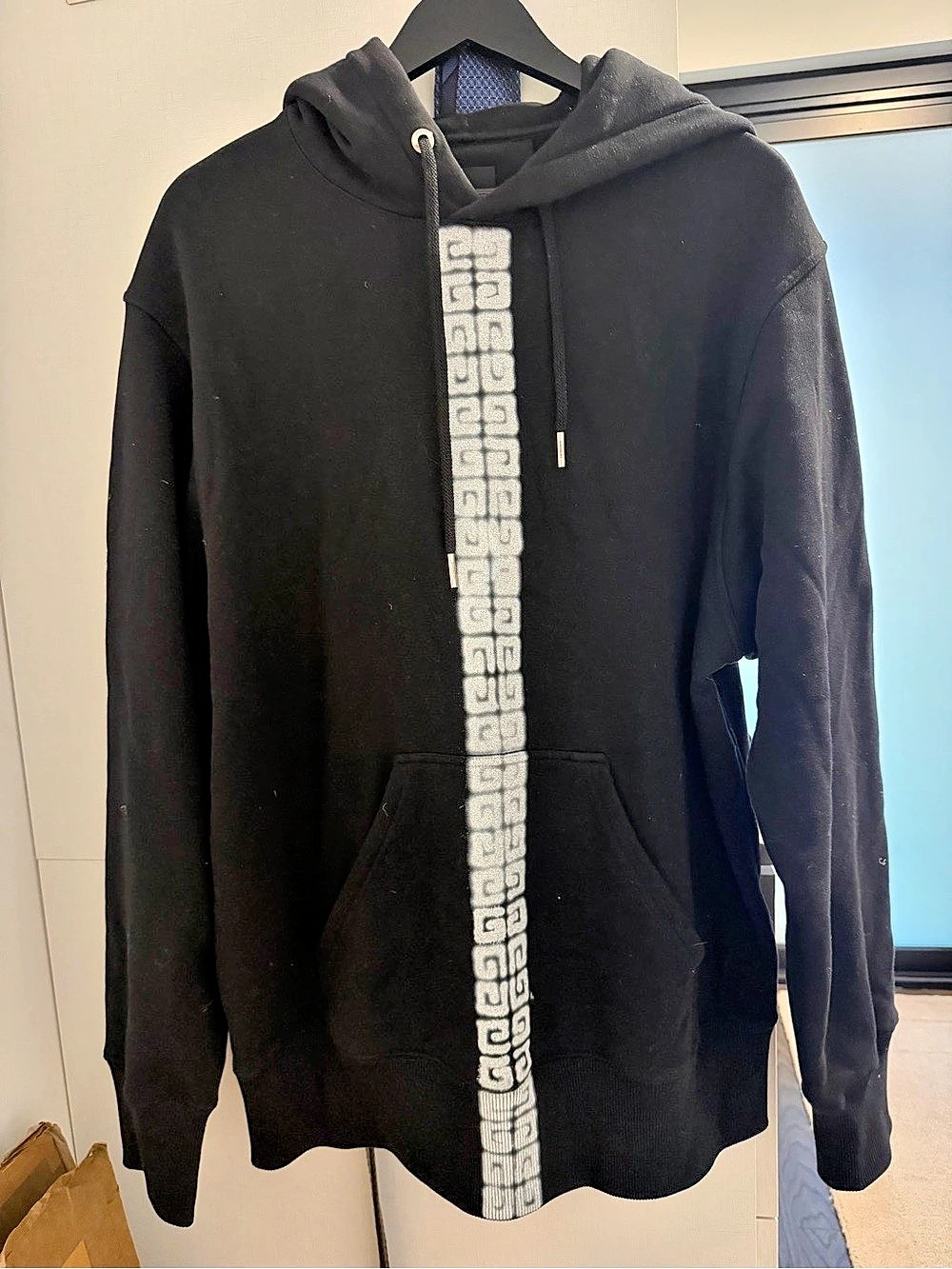 Givenchy 4G Vertical Stripe Logo Hoodie Black & White Large